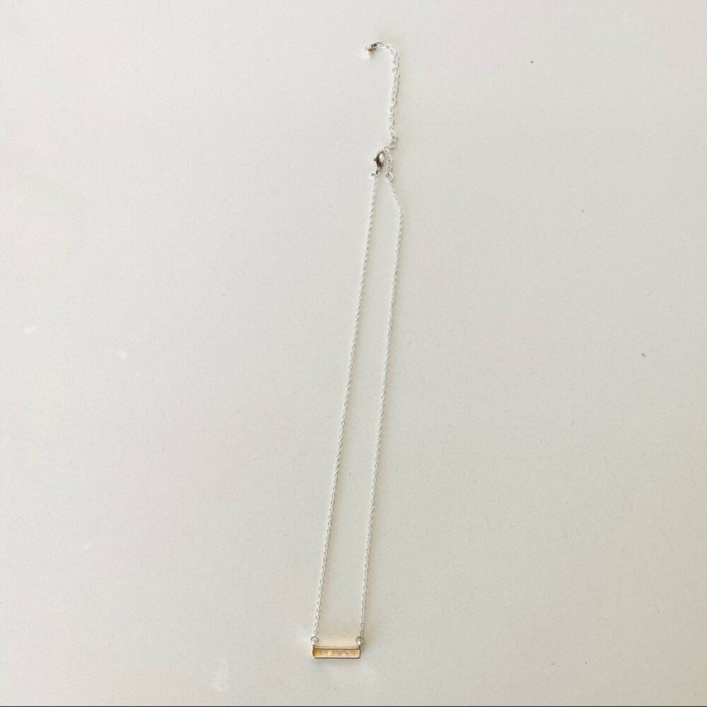 NORDSTROM REVOLVE Silver Chain Sparkle Bar Charm Choker Layer Necklace Jewelry